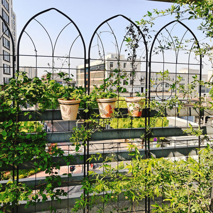 4 Pack Metal Garden Trellis Rustproof Trellis For Climbing Plants Outdoor Flower Support - Black