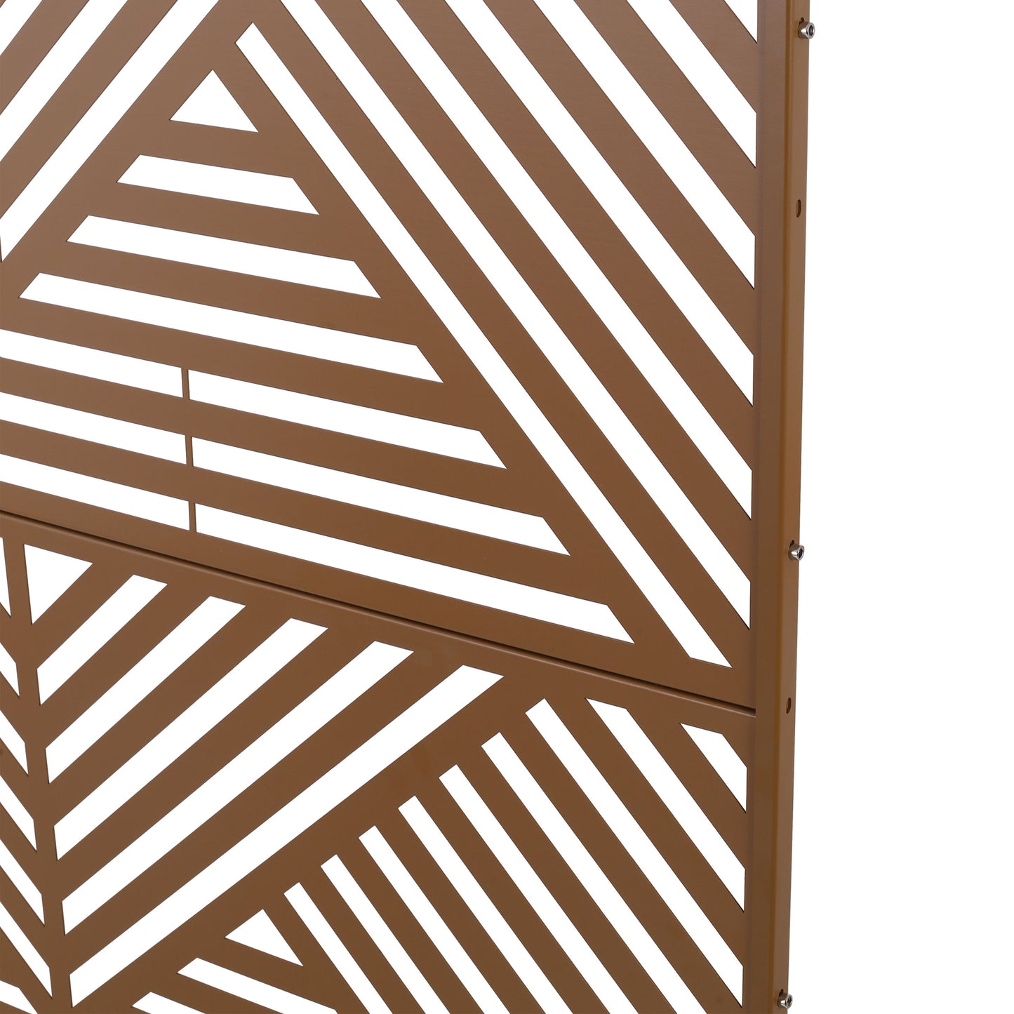 Freestanding Decorative Privacy Screen For Deck Balcony Patio, Metal Privacy Screen - Brown
