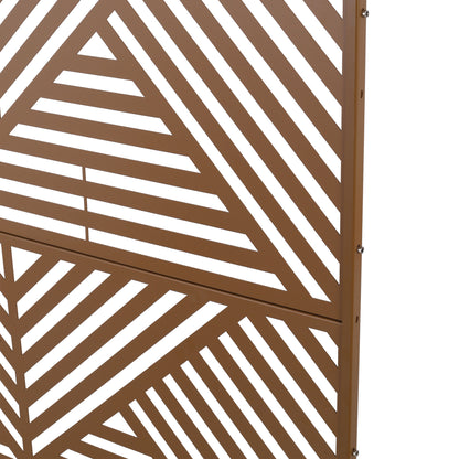 Freestanding Decorative Privacy Screen For Deck Balcony Patio, Metal Privacy Screen - Brown