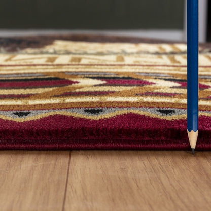 Nature's Nest - 7'10" X 10'3" Lodge Area Rug - Multi, Red