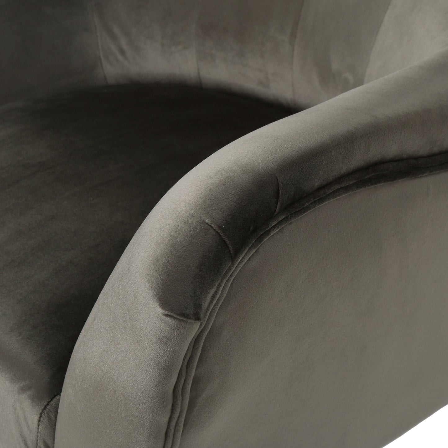 Modern Velvet Arm Chair With Tufted Wingback Design - Gray