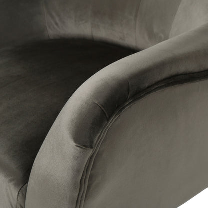 Modern Velvet Arm Chair With Tufted Wingback Design - Gray