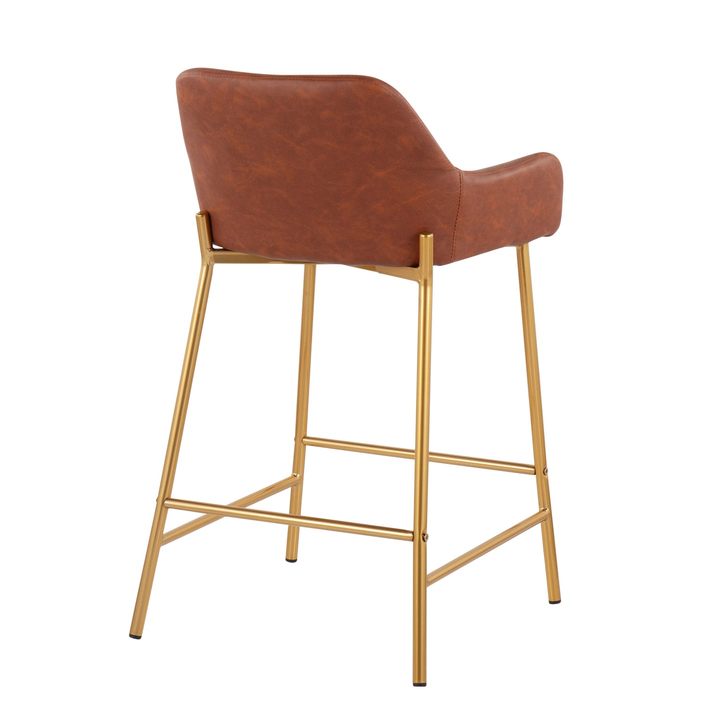 Daniella - Contemporary / Glam Fixed Height Counter Stool (Set of 2) - Gold / Camel