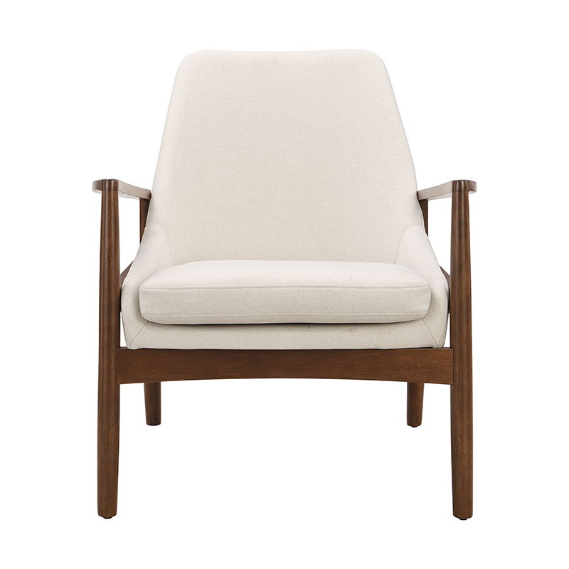 Accent Chair, Mid-Century Modern Armchair With Solid Wood Frame, Reading Leisure Chair With High Back For Living Room - Beige