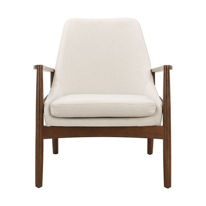 Accent Chair, Mid-Century Modern Armchair With Solid Wood Frame, Reading Leisure Chair With High Back For Living Room - Beige