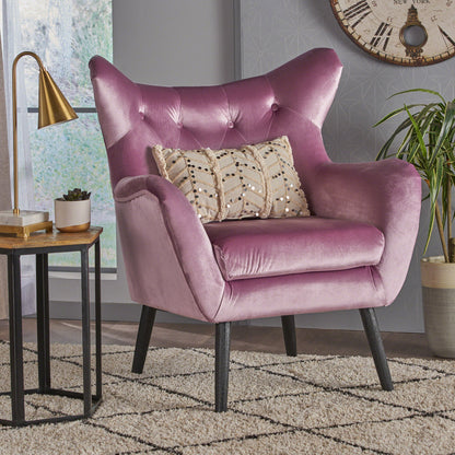 Alyssa - Upholstered Arm Chair With Wingback Design - Lavender