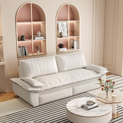 Queen Pull Out Sofa Bed, 3 In 1 Convertible Sleeper Sofa Multifunctional Velvet Loveseat Bed - Beige