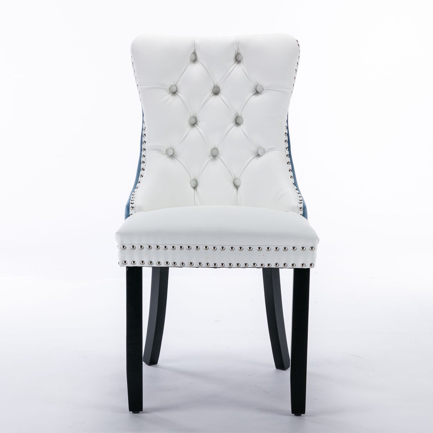 Nikki - Modern, High-End Tufted Solid Wood Contemporary And Velvet Upholstered Dining Chair With Wood Legs Nailhead Trim (Set of 2) - White / Light Blue