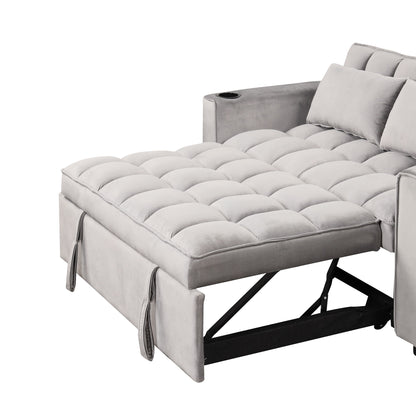 Multi Functional Sofa Bed With Cup Holder And USB Port For Living Room Or Apartments - Gray