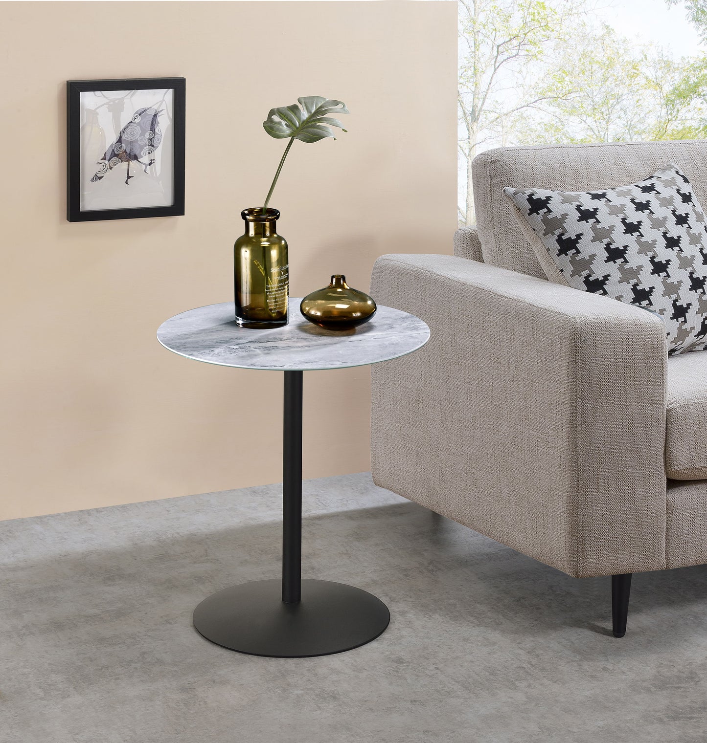 Circa - End Table With Marble Textured Top - Gray