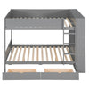 Full Over Full Bunk Bed With 2 Drawers And Multi-Layer Cabinet - Gray