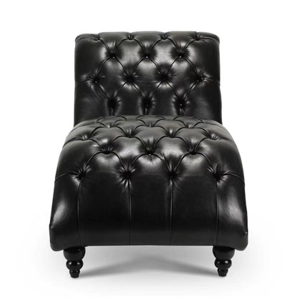 Tufted Armless Chaise Lounge - Black