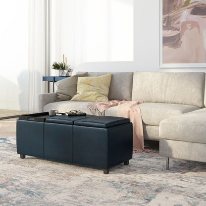 Avalon - Storage Ottoman - Distressed Dark Blue