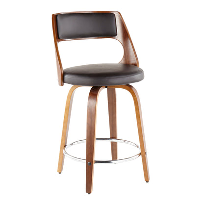 Cecina - Mid-Century Modern Counter Stool With Swivel (Set of 2) - Walnut / Brown