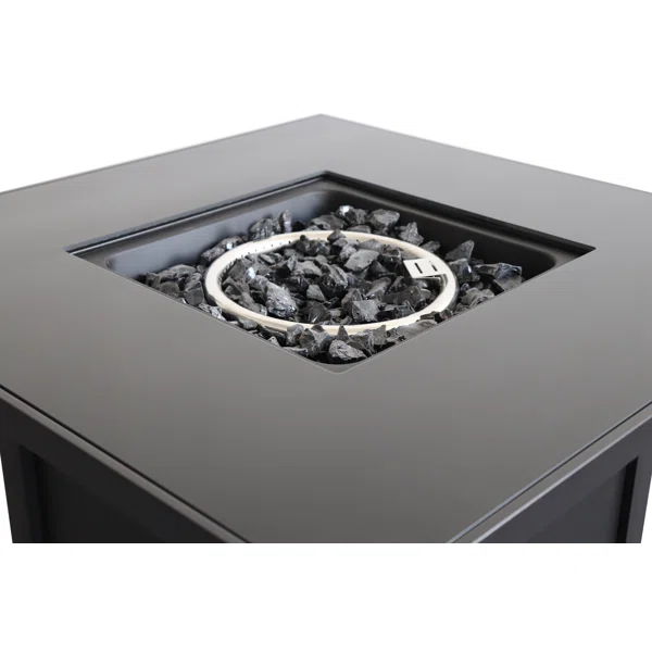 Powder Coated Fire Pit With Lid - Black