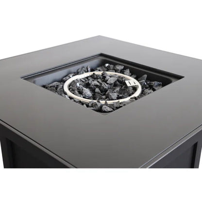 Powder Coated Fire Pit With Lid - Black