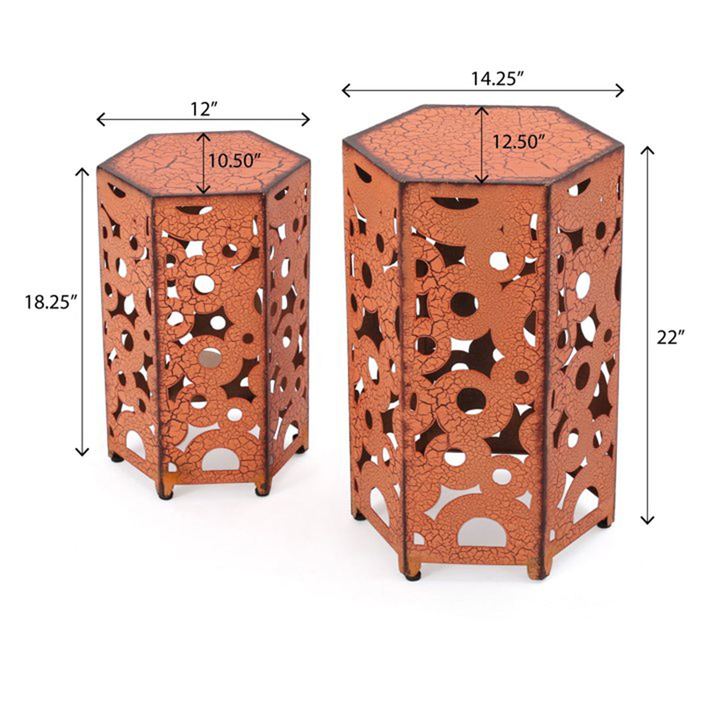 Selva - Accent Table Set Iron Construction - Orange