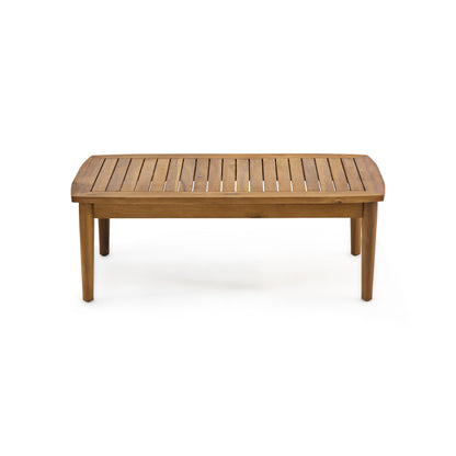 2 Piece Patio Set With Slatted Back Loveseat And Coffee Table - Teak