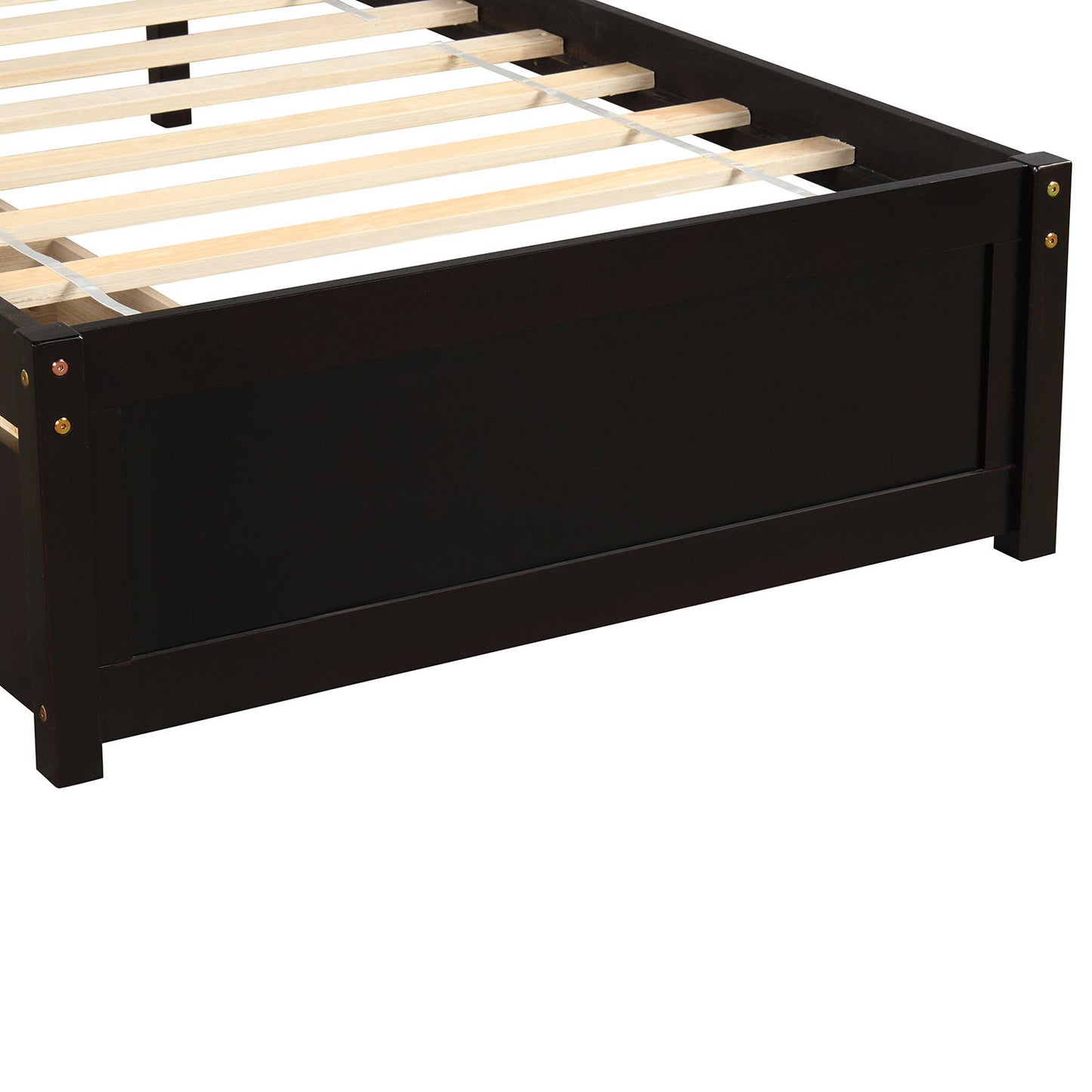 Twin Platform Storage Bed Frame With Two Drawers And Headboard - Espresso