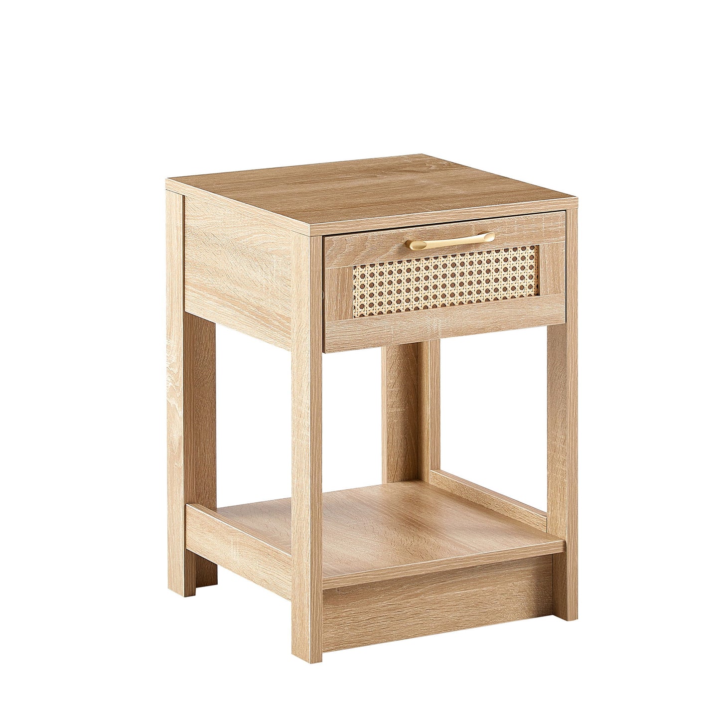15.75" Rattan End Table With Drawer, Modern Nightstand, Side Table For Living Room, Bedroom - Natural