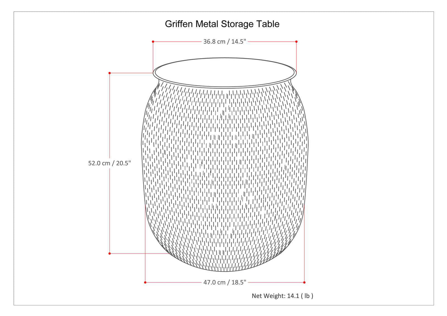 Griffen - Metal Storage Accent Table - Antique Gold