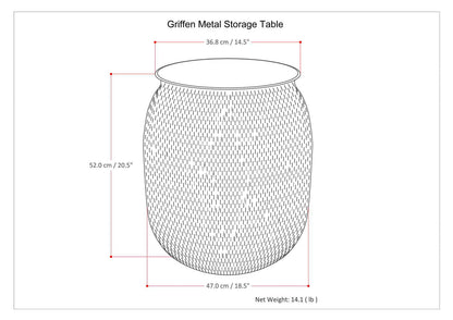 Griffen - Metal Storage Accent Table - Antique Gold