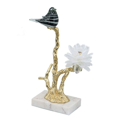 Candle Holder With Marble Stand - Multicolor