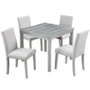 5 Piece Wooden Dining Table Set, Kitchen Table Set With A Square Table And 4 Upholstered Chairs, Wooden Dining Room Table With Crystal Decoration And Chairs Set For Kitchen, Dining Room - Silver Gray
