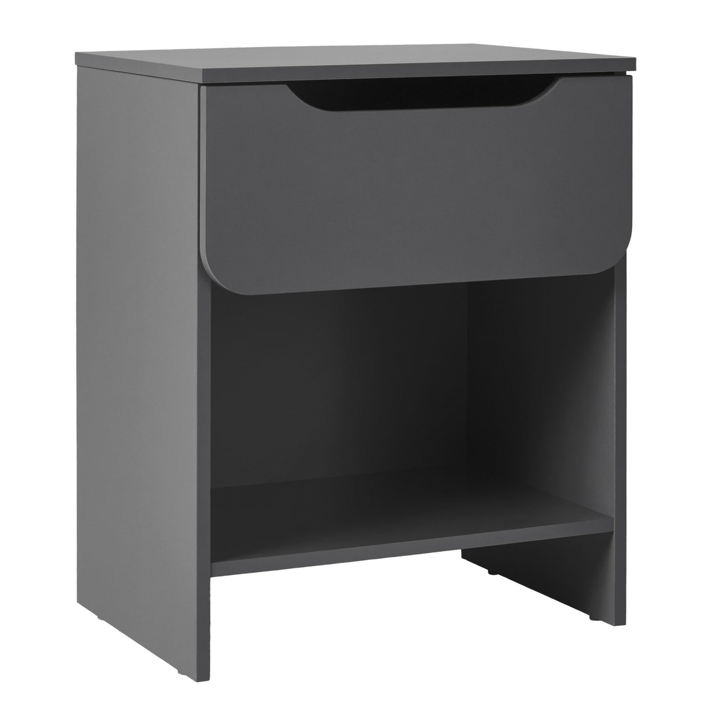 Modern Minimalist 1 Drawer Nightstand With Cubby - Dark Gray