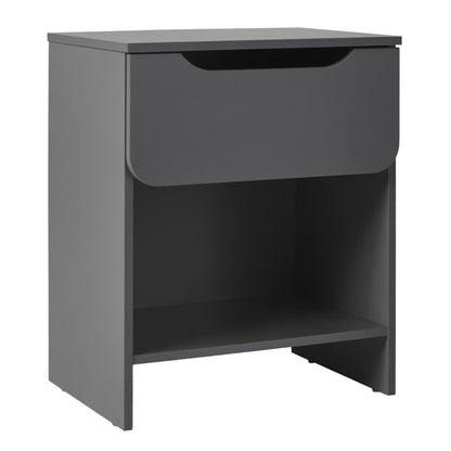 Modern Minimalist 1 Drawer Nightstand With Cubby - Dark Gray