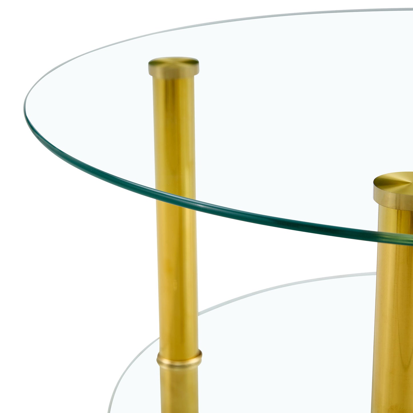 Contemporary Minimalist Double Layer Tempered Glass Coffee Table - Gold / Transparent