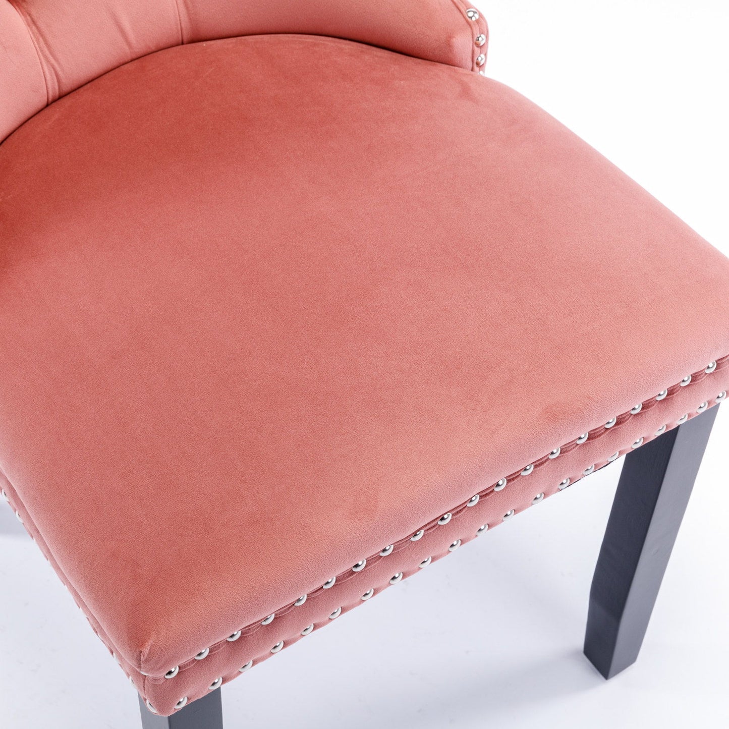 Nikki - Modern, High-End Tufted Solid Wood Contemporary Velvet Upholstered Dining Chair With Wood Legs Nailhead Trim (Set of 2) - Pink
