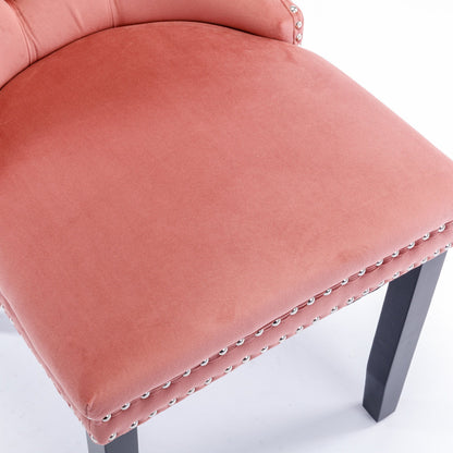 Nikki - Modern, High-End Tufted Solid Wood Contemporary Velvet Upholstered Dining Chair With Wood Legs Nailhead Trim (Set of 2) - Pink