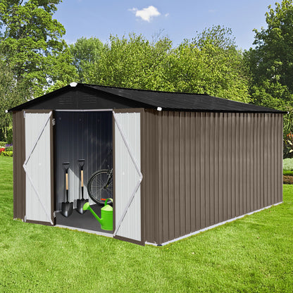 10'x12' Garden Sheds Outdoor Storage Sheds - Brown / Black