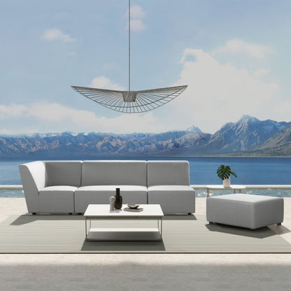Cleo - Modular Upholstered Deep Seating Patio Armless Chair Axroma Olefin - Light Gray