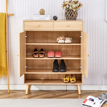 Multi Functional Modern Minimalist Shoe Cabinet Seamlessly Fits Into Nordic, Japanese, And Industrial Style Interiors - Natural Wood