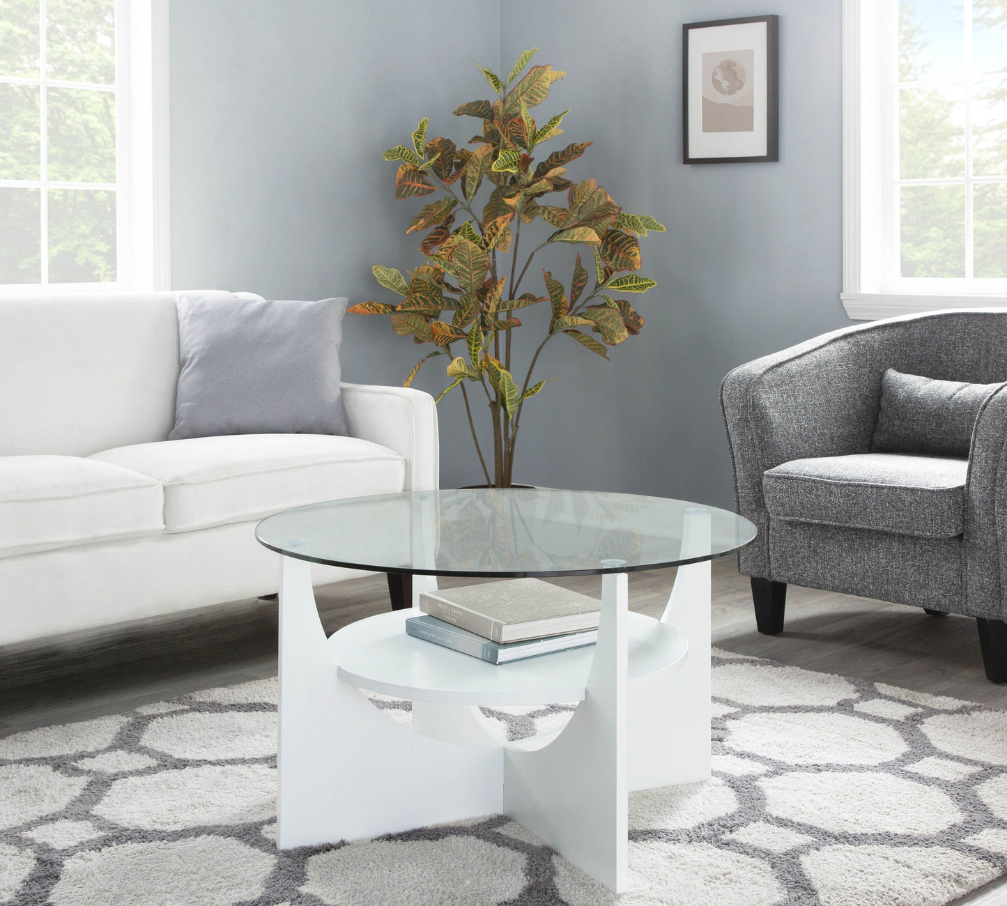 U Shaped Contemporary Coffee Table - White