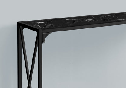 Accent Console Table For Entryway, Marble Contemporary & Modern - Black