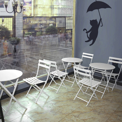 3 Piece Patio Bistro Set Of Foldable Round Table And Chairs - White