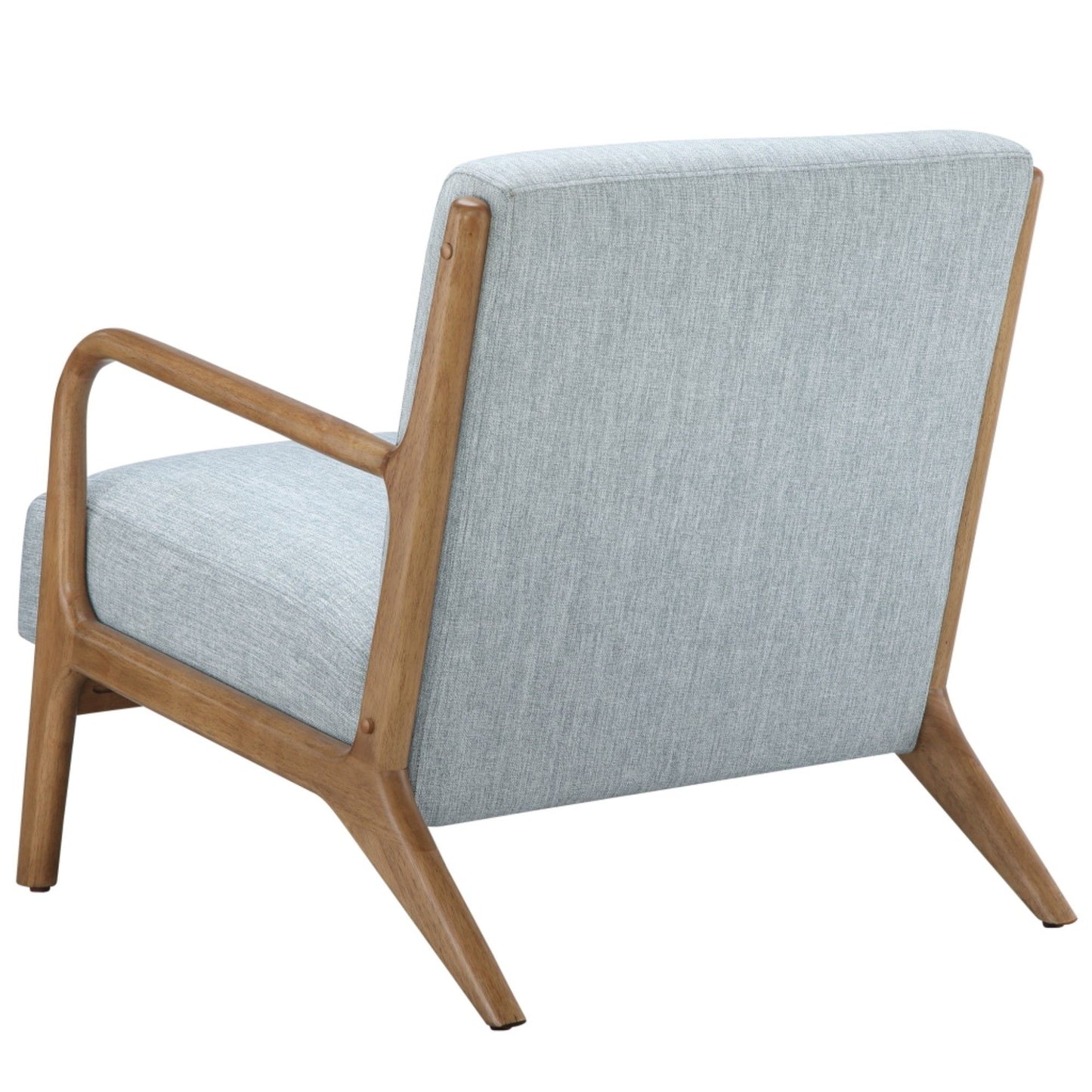 Lounge Chair Mid - Century Style Soft Upholstery Elm Wood - Light Blue