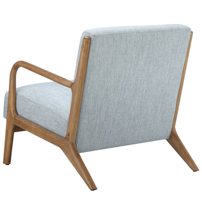 Lounge Chair Mid - Century Style Soft Upholstery Elm Wood - Light Blue