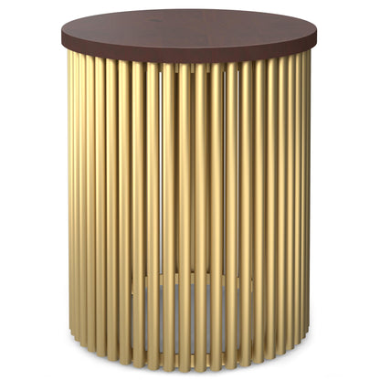 Demy - Metal And Wood Accent Table - Cognac / Gold