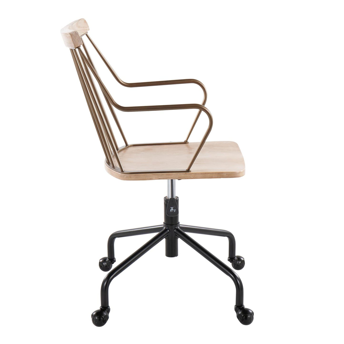 Preston - Farmhouse Adjustable Office Chair - Black / Antique Copper / White Washed