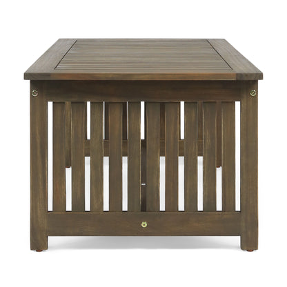 Acacia Wood Outdoor Coffee Table, Rectangular Patio Coffee Table For Outside - Gray