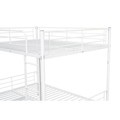 Full Over Full Metal Bunk Bed With Trundle - White
