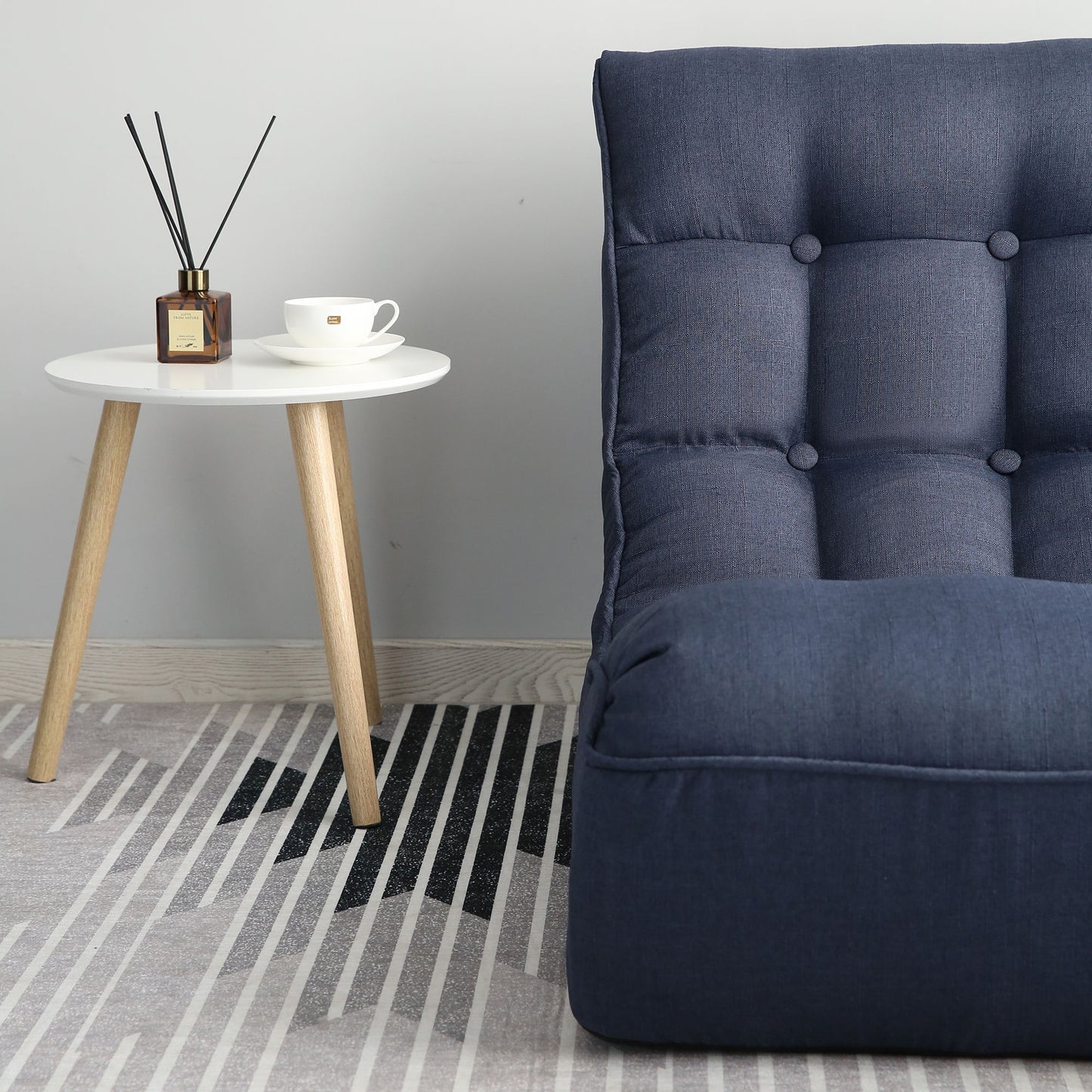Single Sofa Reclining Japanese Chair Lazy Sofa Tatami Balcony Adjustable Chair - Navy