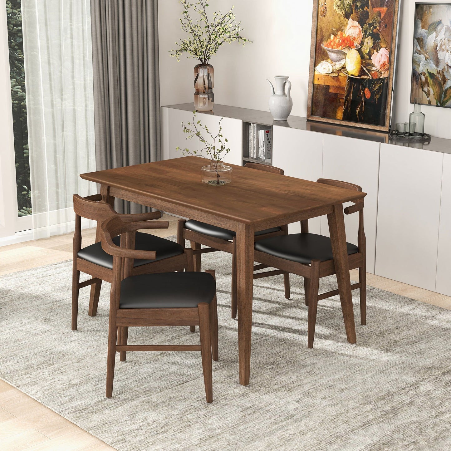 Levi - Modern Rectangular Dining Kitchen Table - Brown