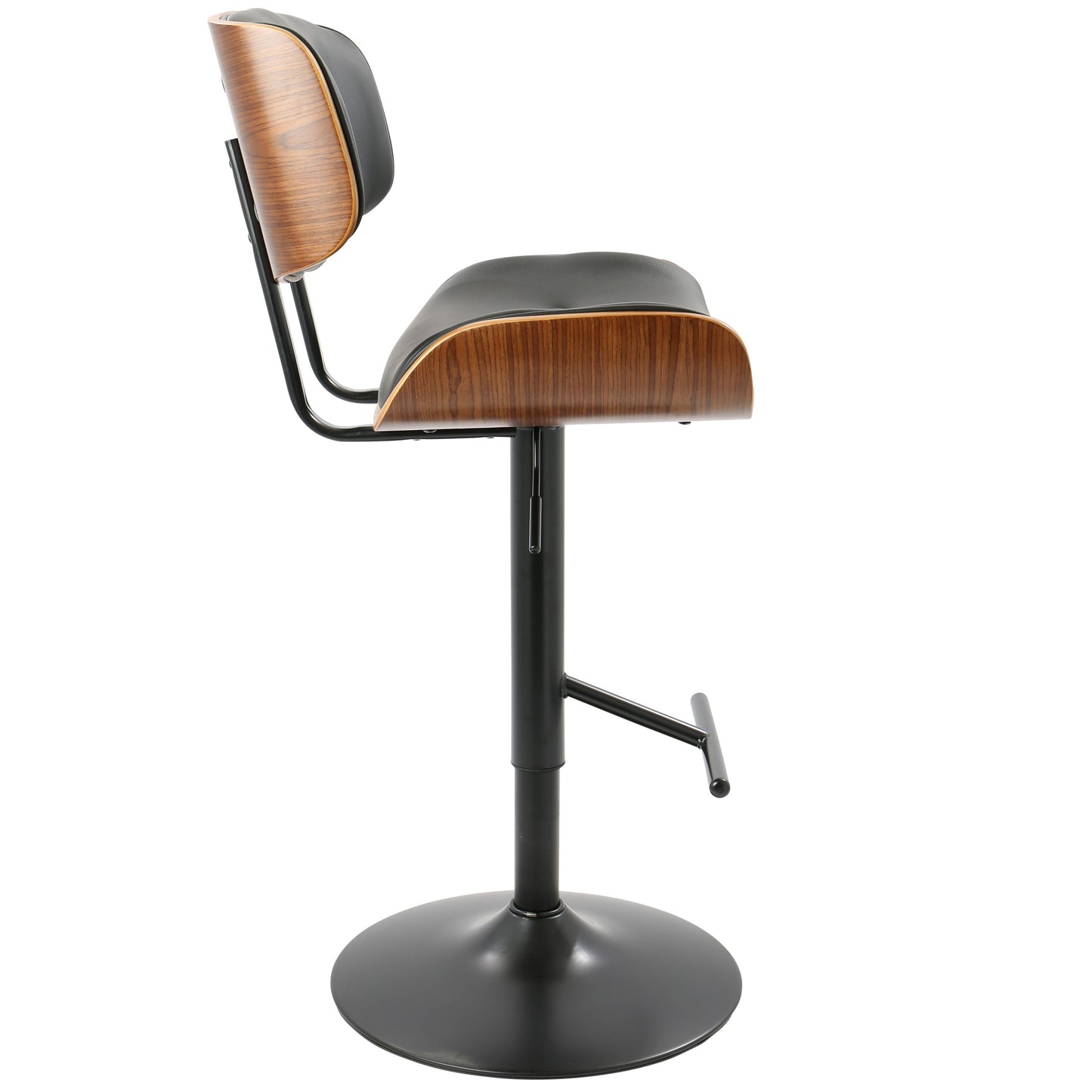 Lombardi - Mid-Century Modern Adjustable Barstool - Walnut / Black