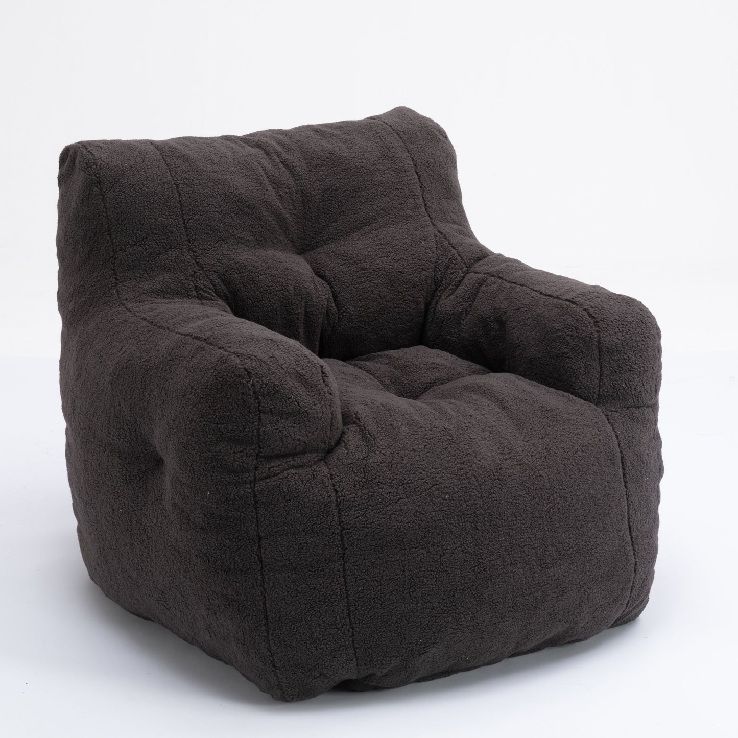 Soft Teddy Fabric Tufted Foam Bean Bag Chair With Teddy Fabric - Dark Gray