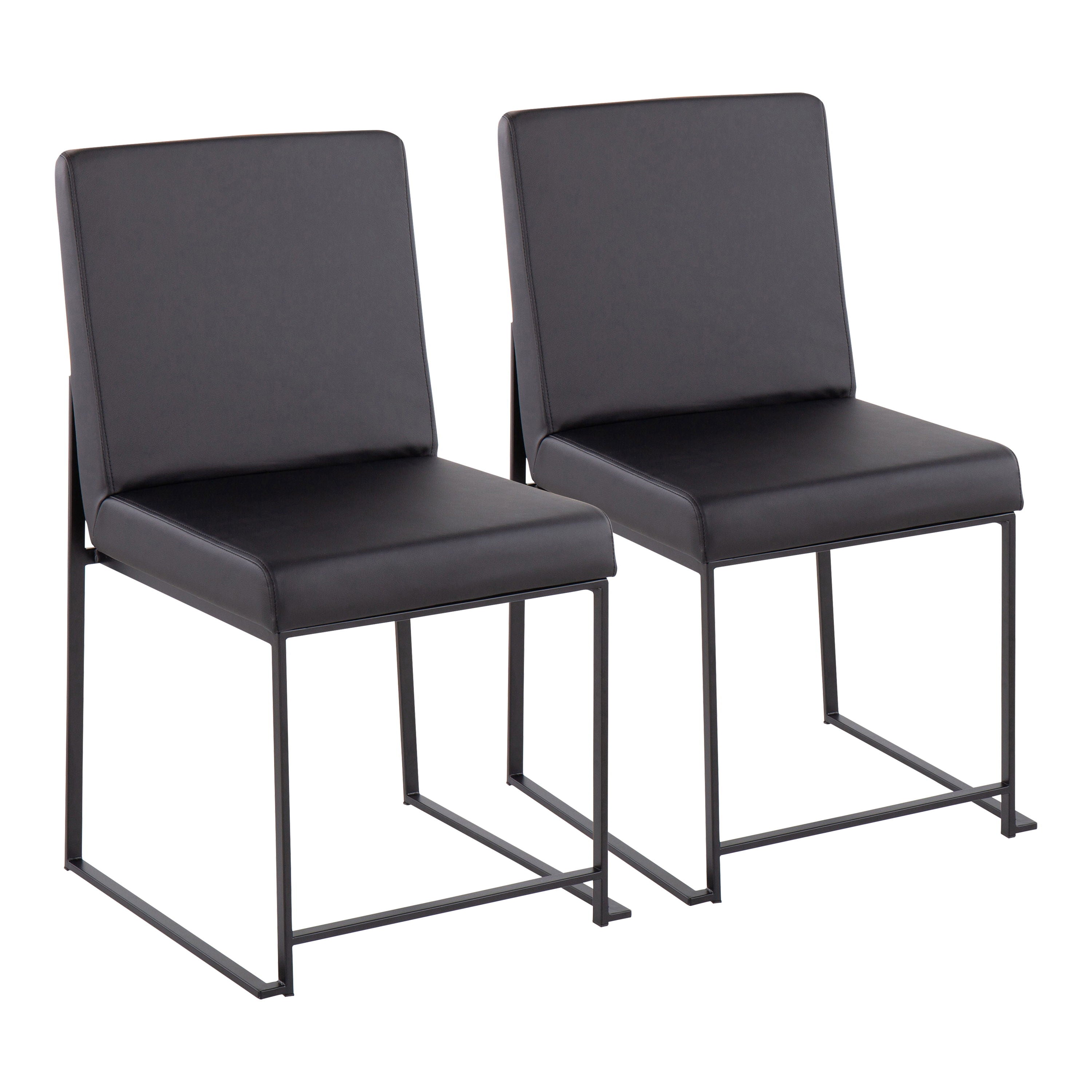 Fuji - Contemporary, High Back Faux Leather Dining Chair (Set of 2) - Black